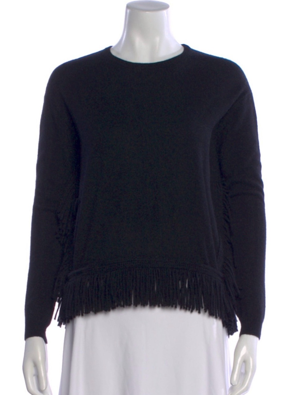 Derek Lam Black Fringe-Hem Cashmere Blend Sweater